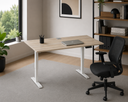 Höhenverstellbarer Tisch FUTURE, 170 x 80 cm, 2 Motoren, weißes Untergestell, Eiche natur