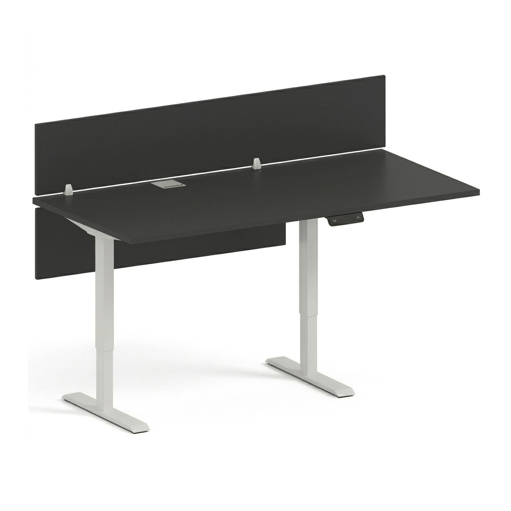 Höhenverstellbarer Tisch FUTURE, 170x80 cm, 2 Motoren, weißes Untergestell, mit Sichtblenden
