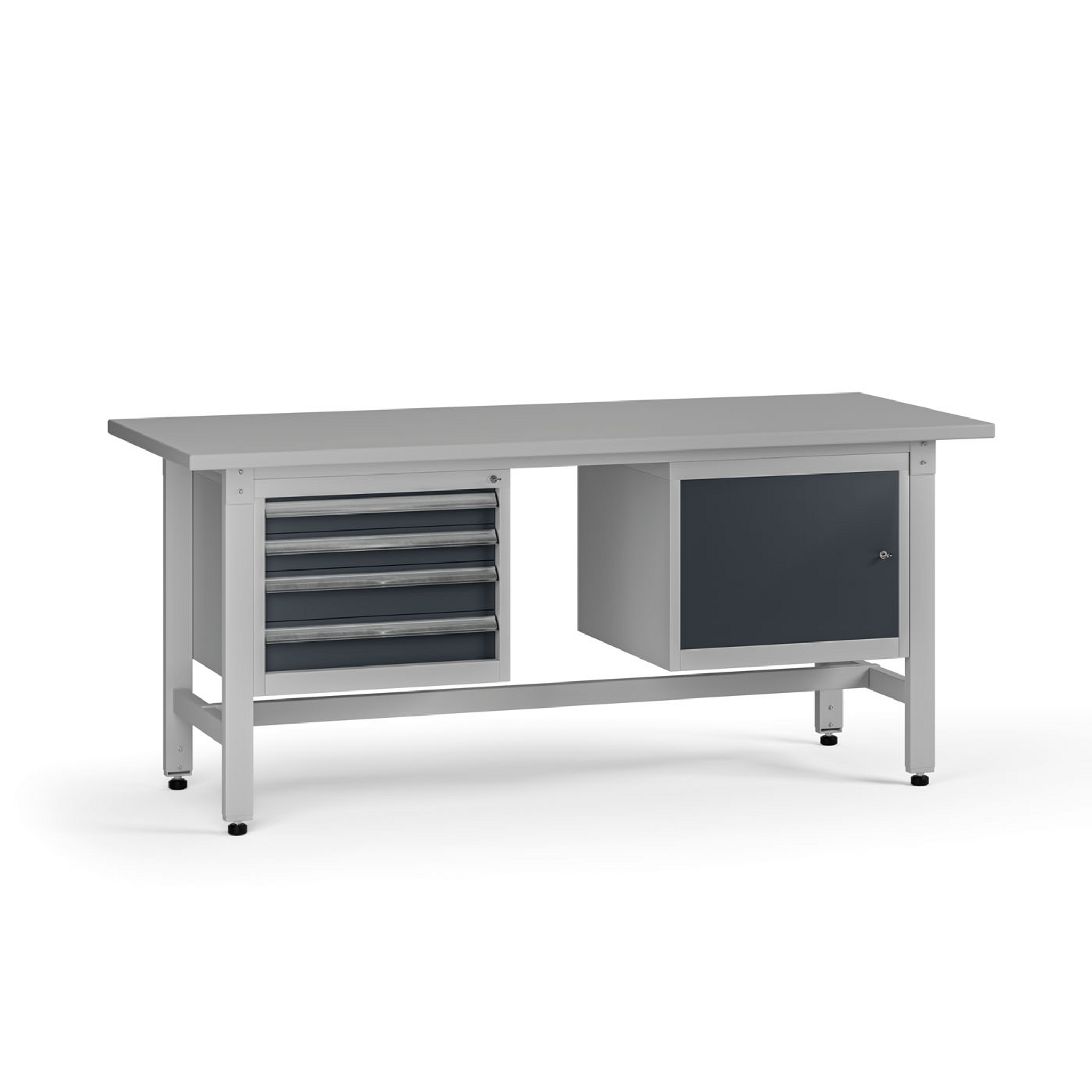 Höhenverstellbarer Werkbank G5, 1800 x 750 x 800-1000 mm, 1x Schrank, 4 Schubladen