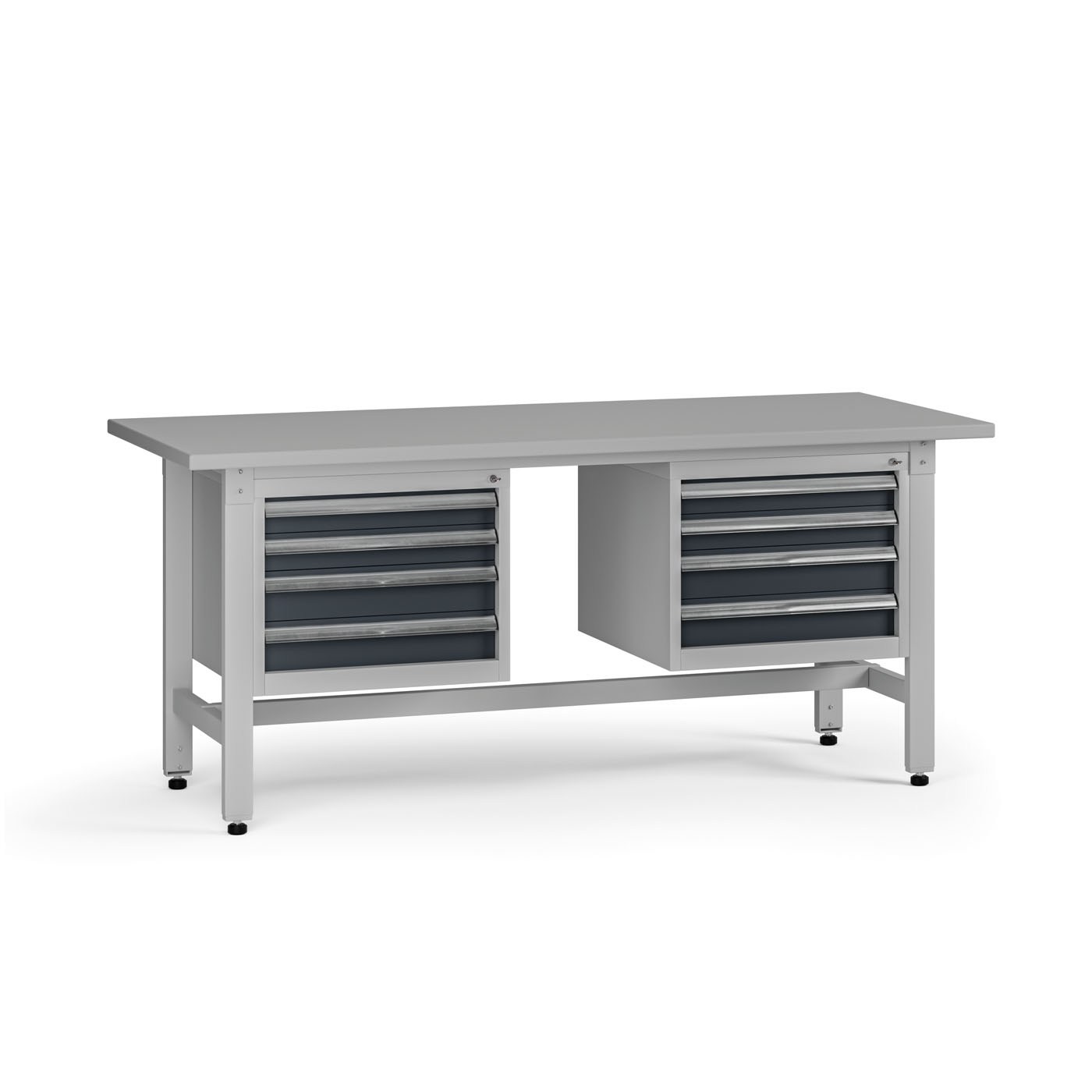 B2B Partner Höhenverstellbarer Werkbank G5, 1800 x 750 x 800-1000 mm, 2x Container, 8 Schubladen, Graphit