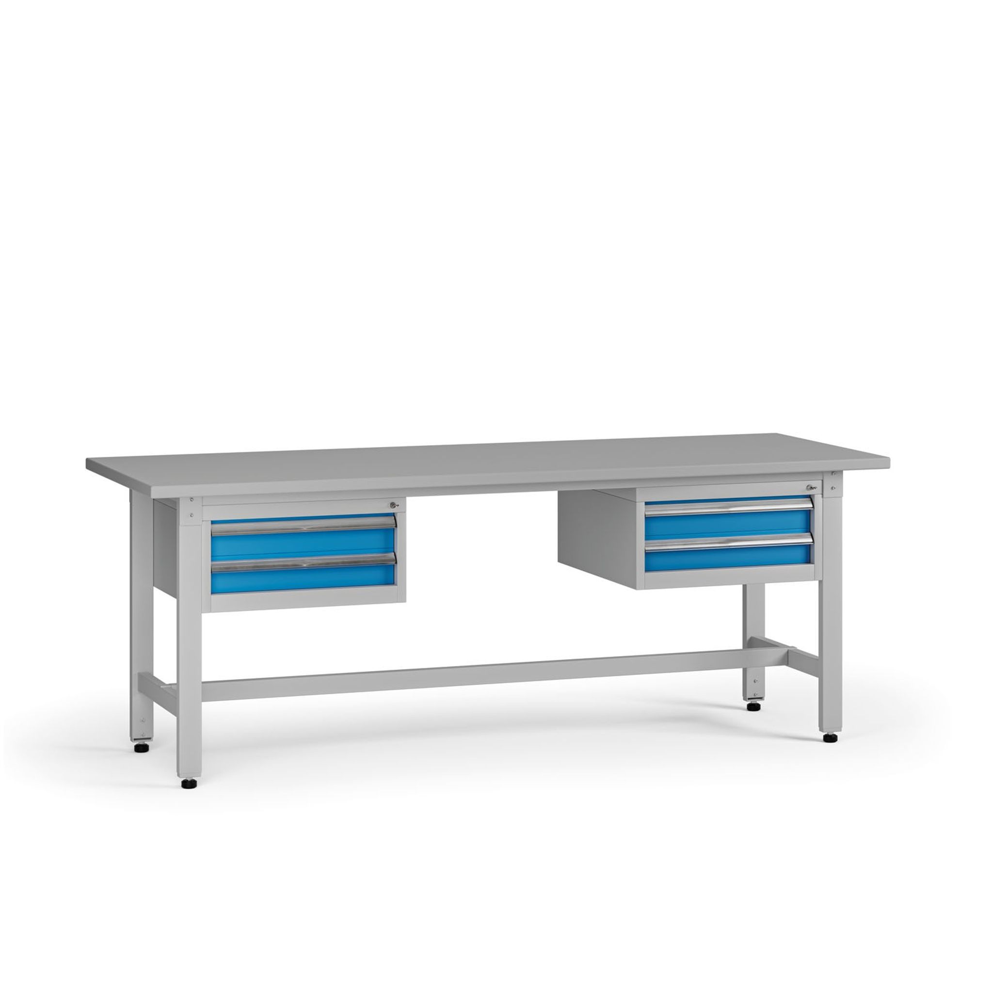 Höhenverstellbarer Werkbank G5, 2100 x 750 x 800-1000 mm, 2x Container, 4 Schubladen