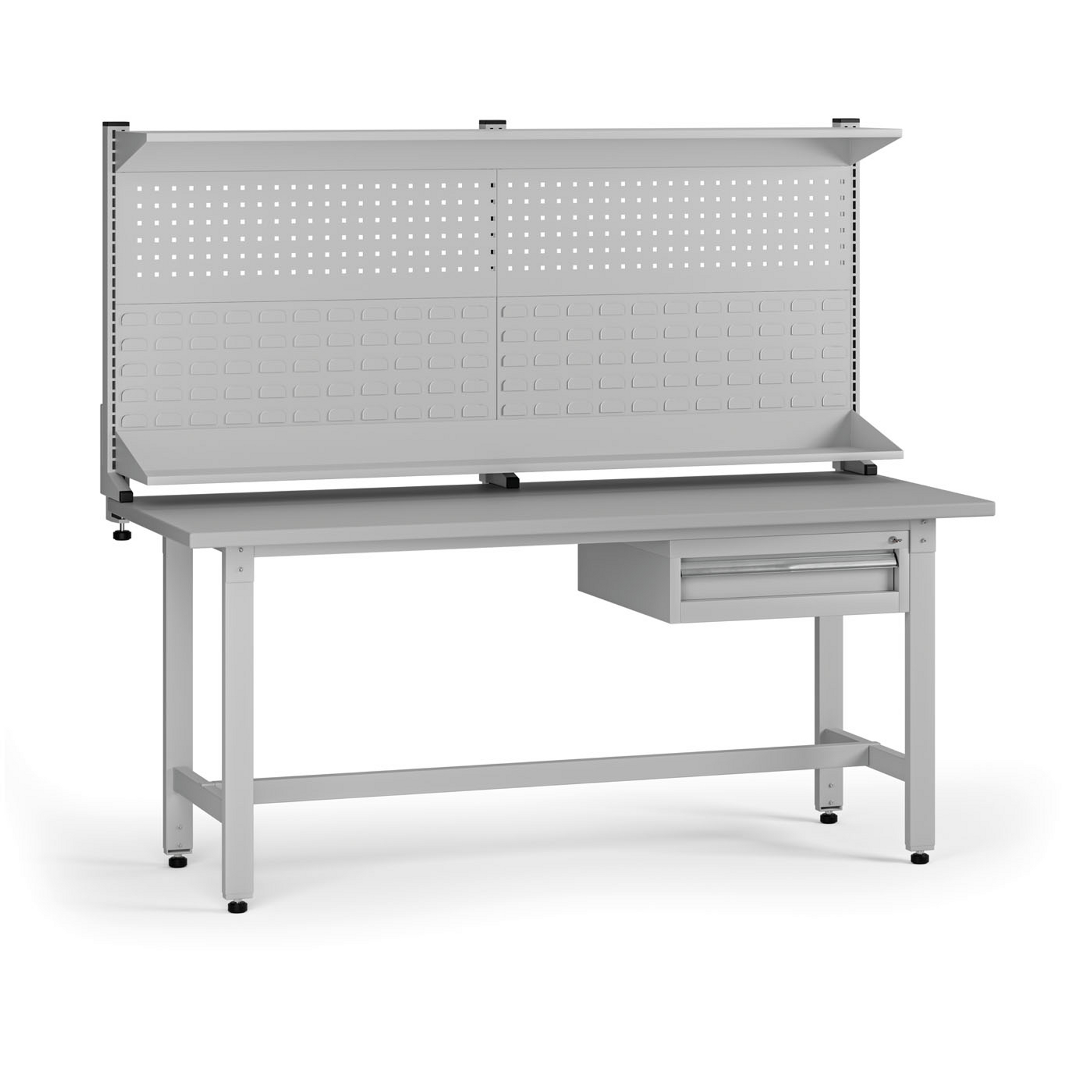 Höhenverstellbarer Werkbank G5 mit Aufsatz, 1800 x 750 x 800-1000 mm, 1x Container, 1 Schublade