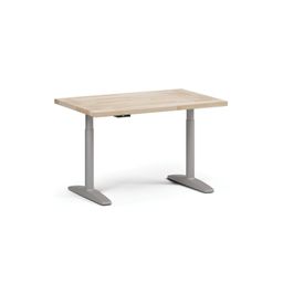 Höhenverstellbarer Werkbank OBOL für die Werkstatt, elektrisch, 1200 x 800 x 690-1340 mm, graues abgerundetes Untergestell
