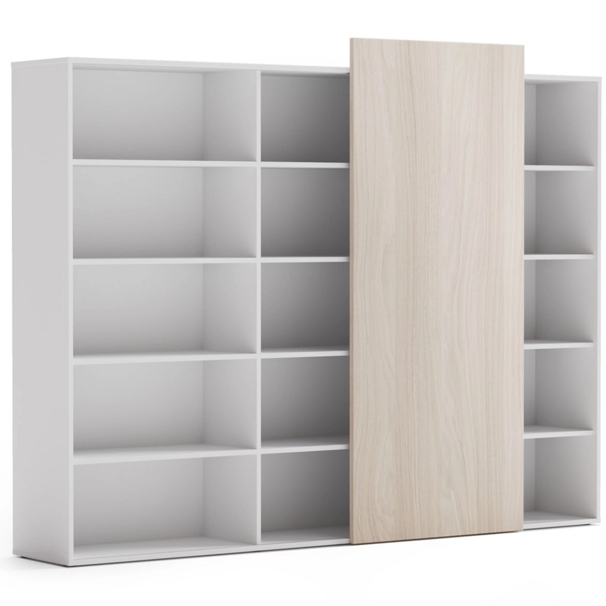 Hoher offener Schrank lang BLOCK White, Eiche natur