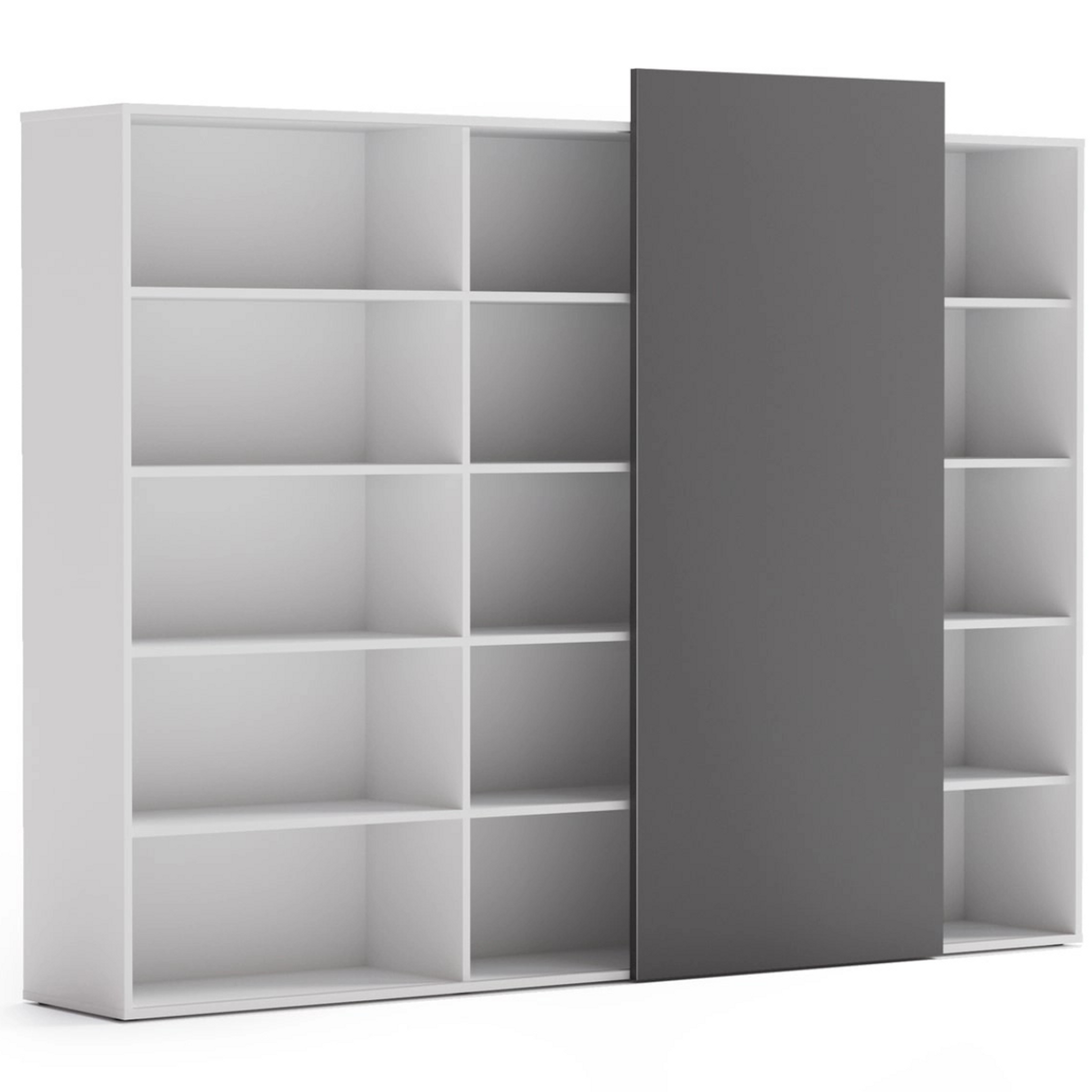 Hoher offener Schrank lang BLOCK White, Graphit