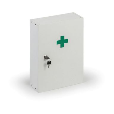 Holz-Verbandskasten für die wand, 43 x 30 x 14 cm, weiß, DIN 13169