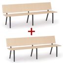 Holzbank für den Wartebereich mit Metallgestell, 1+1 GRATIS, Länge 2000 mm, Birke