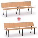 Holzbank für den Wartebereich mit Metallgestell, 1+1 GRATIS, Länge 2000 mm, Buche