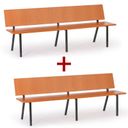 Holzbank für den Wartebereich mit Metallgestell, 1+1 GRATIS, Länge 2000 mm, Kirschbaum