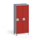 Holzspind, 2 Abteile, 1400 x 600 x 400 mm, Drehverschluss, grau/rote