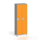 Holzspind, 2 Abteile, 1750 x 600 x 400 mm, Drehverschluss, grau/orange