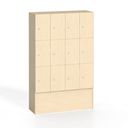 Holzspind S5 mit Ablagefächern, 12 Fächer, 1700 x 1200 x 420 mm, Zylinderschloss, Birke