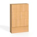 Holzspind S5 mit Ablagefächern, 12 Fächer, 1700 x 1200 x 420 mm, Zylinderschloss, Buche