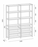 HOME OFFICE Doppelregalwand mit Regalschrank, weiß/grau