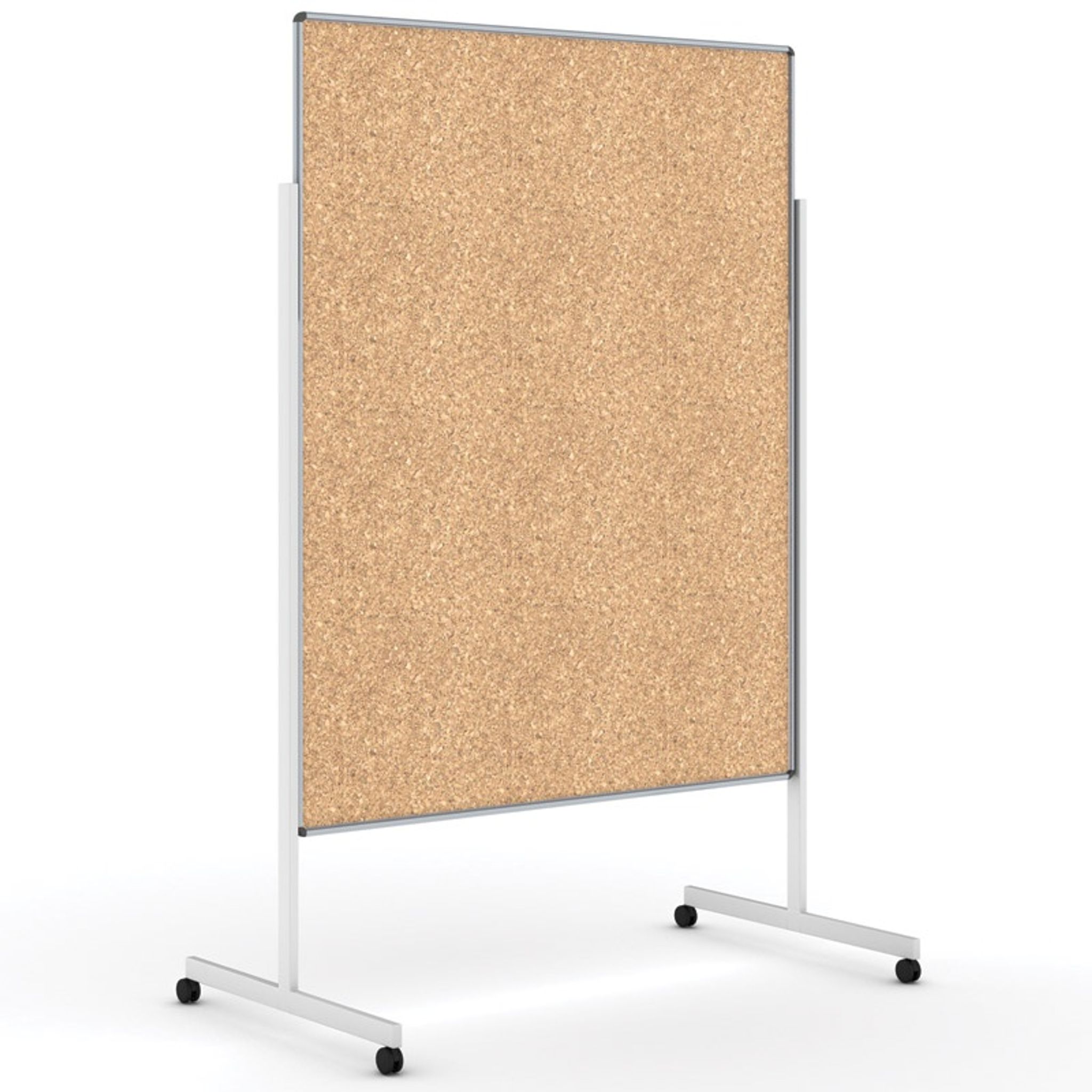 Info- und Moderationswand Kork auf Rollen, Leinwand, 1200 x 1500 mm, Kork