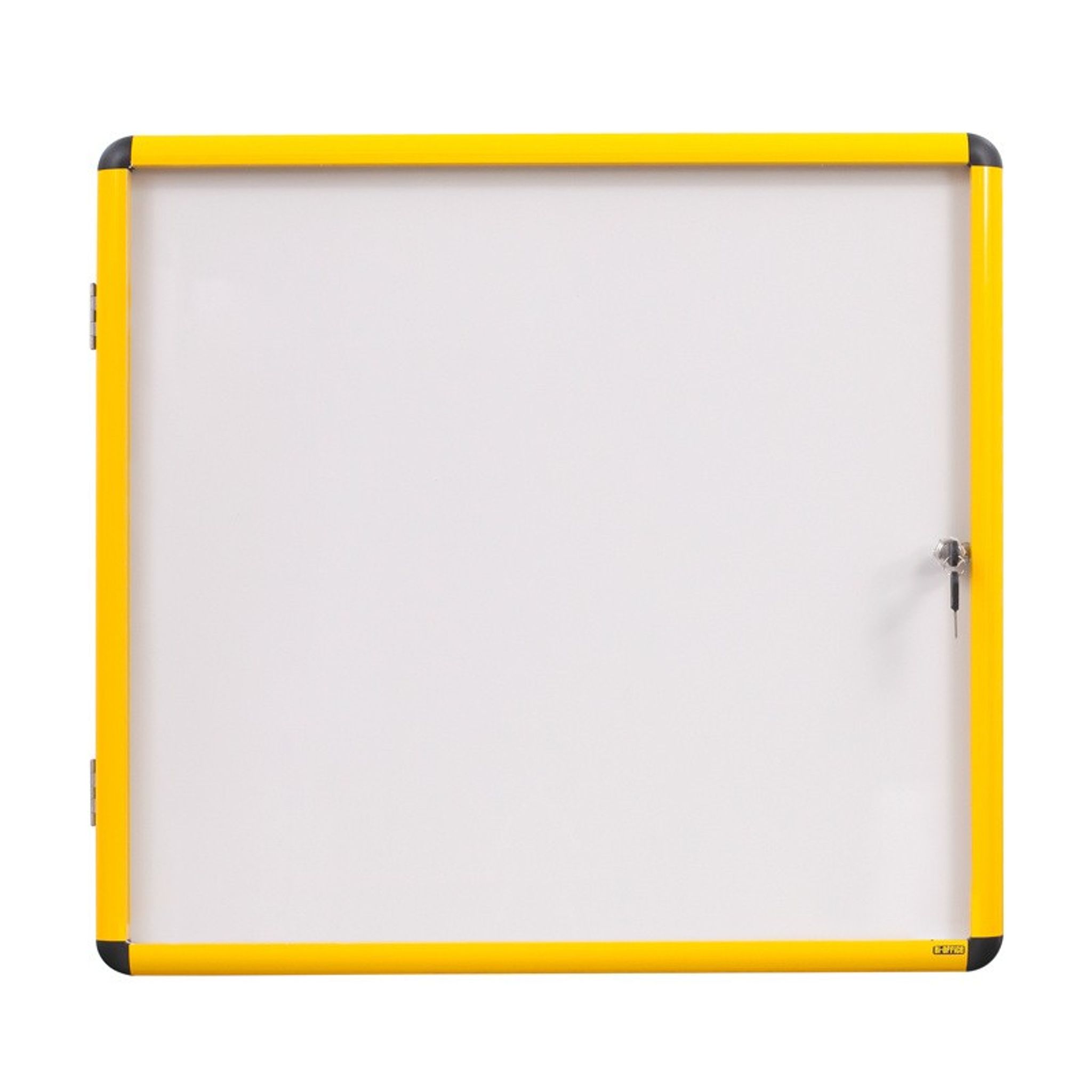 Innenvitrine mit weißer Magnetoberfläche, gelbem Rahmen, 500 x 674 mm (4xA4)