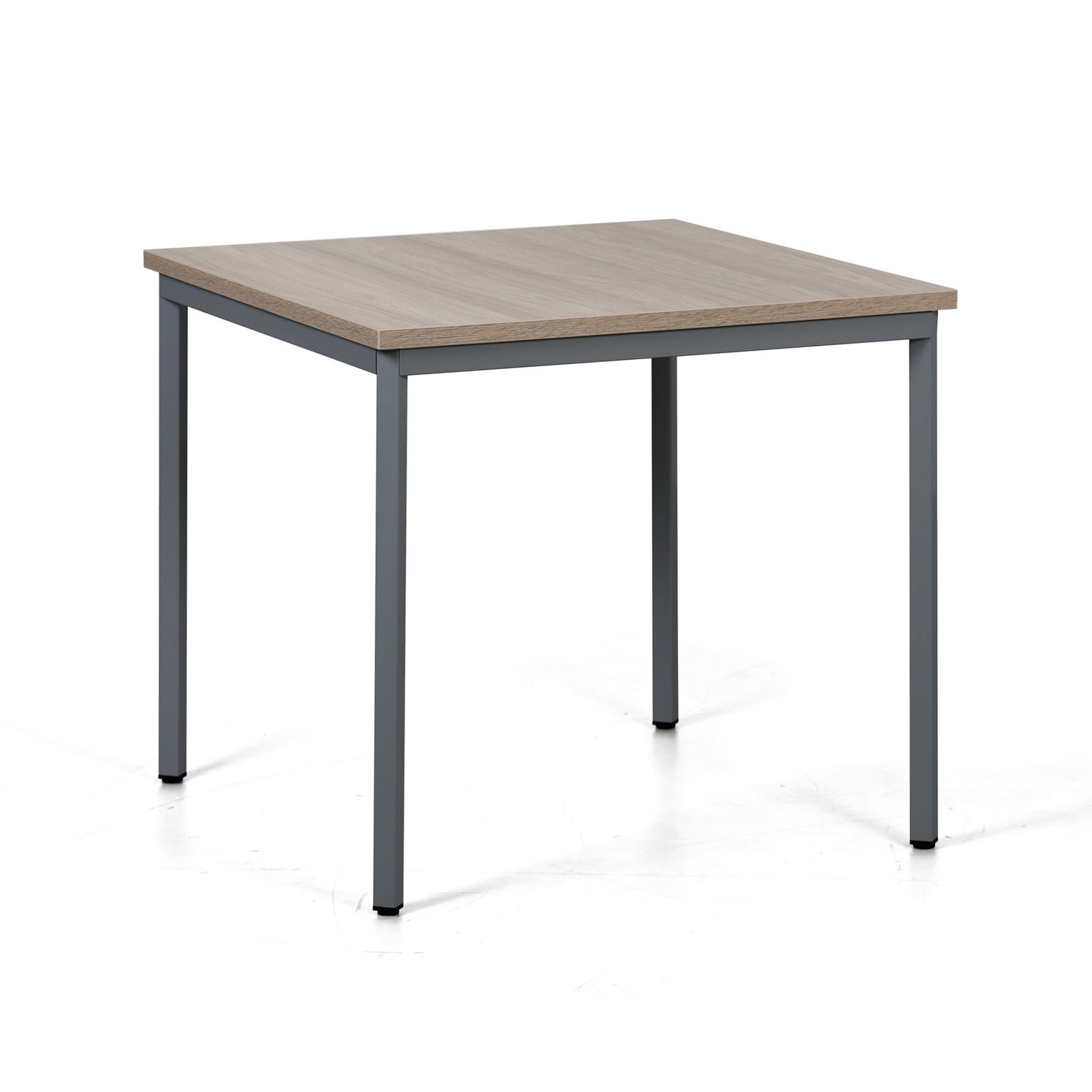 Jedálenský stôl TRIVIA, tmavo sivá podnož, 800 x 800 mm, dub prírodný