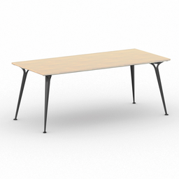 Jednací kancelářský stůl PRIMO ALFA, 200x90 cm, černá podnož, bříza