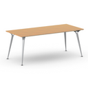 Jednací kancelářský stůl PRIMO ALFA, 200x90 cm, šedostříbrná podnož, buk
