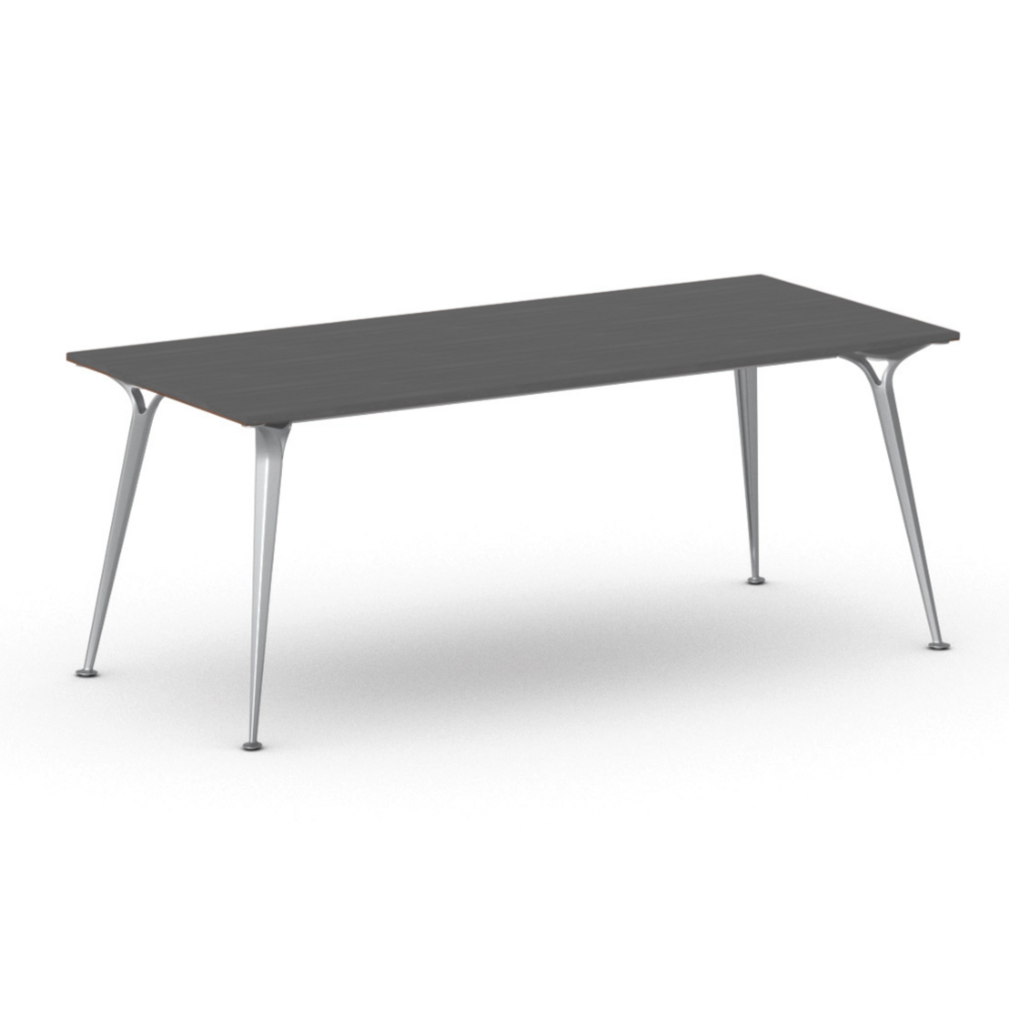 Jednací kancelářský stůl PRIMO ALFA, 200x90 cm, šedostříbrná podnož, grafit