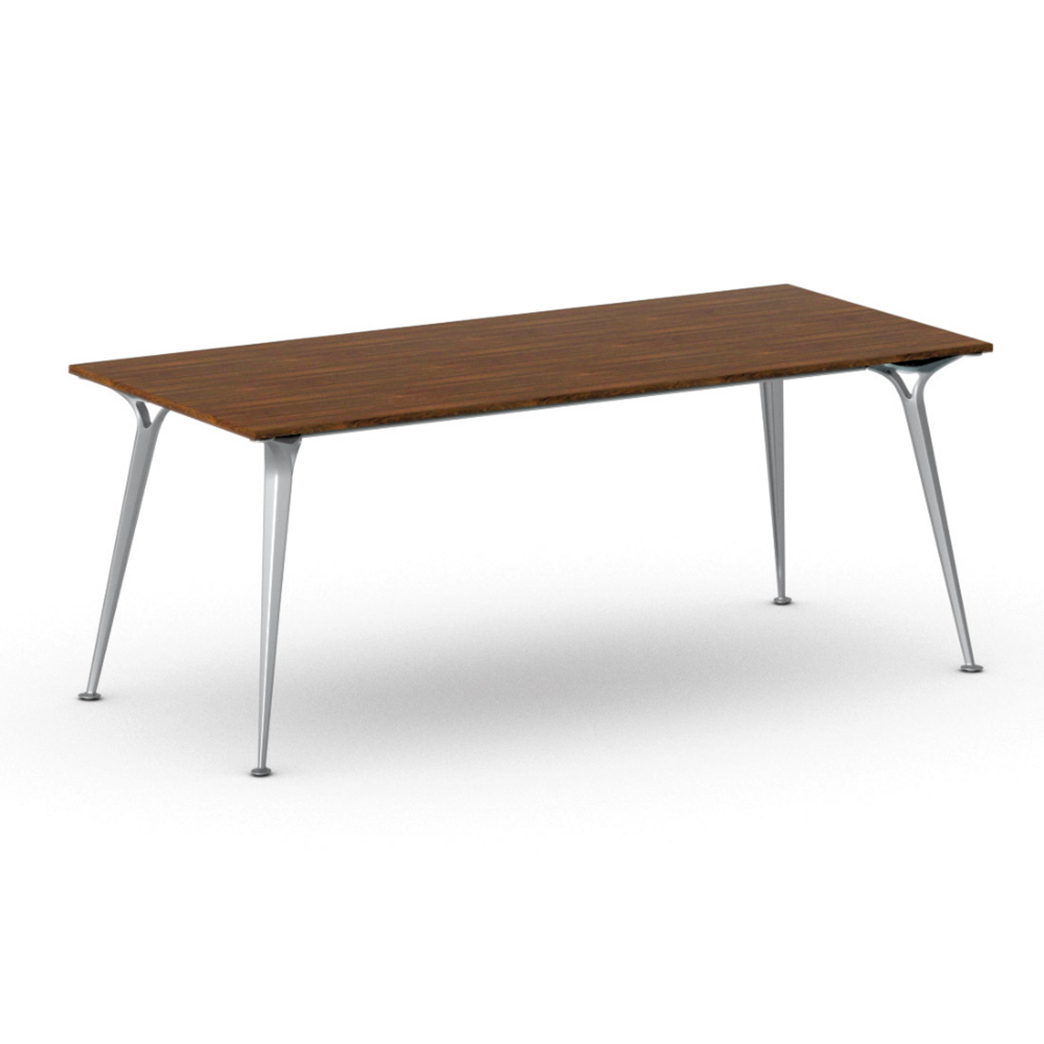Jednací kancelářský stůl PRIMO ALFA, 200x90 cm, šedostříbrná podnož, ořech