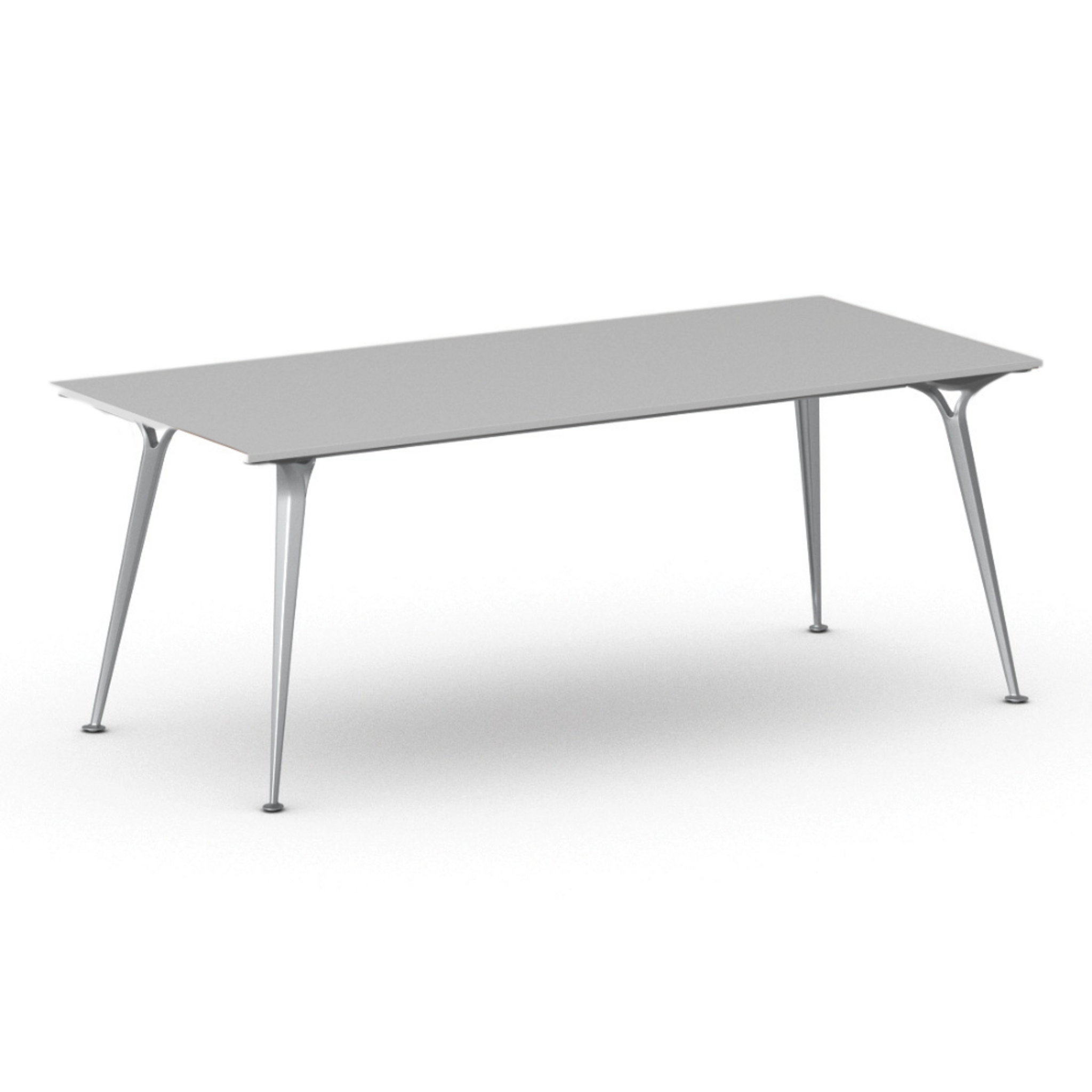 Jednací kancelářský stůl PRIMO ALFA, 200x90 cm, šedostříbrná podnož, šedá