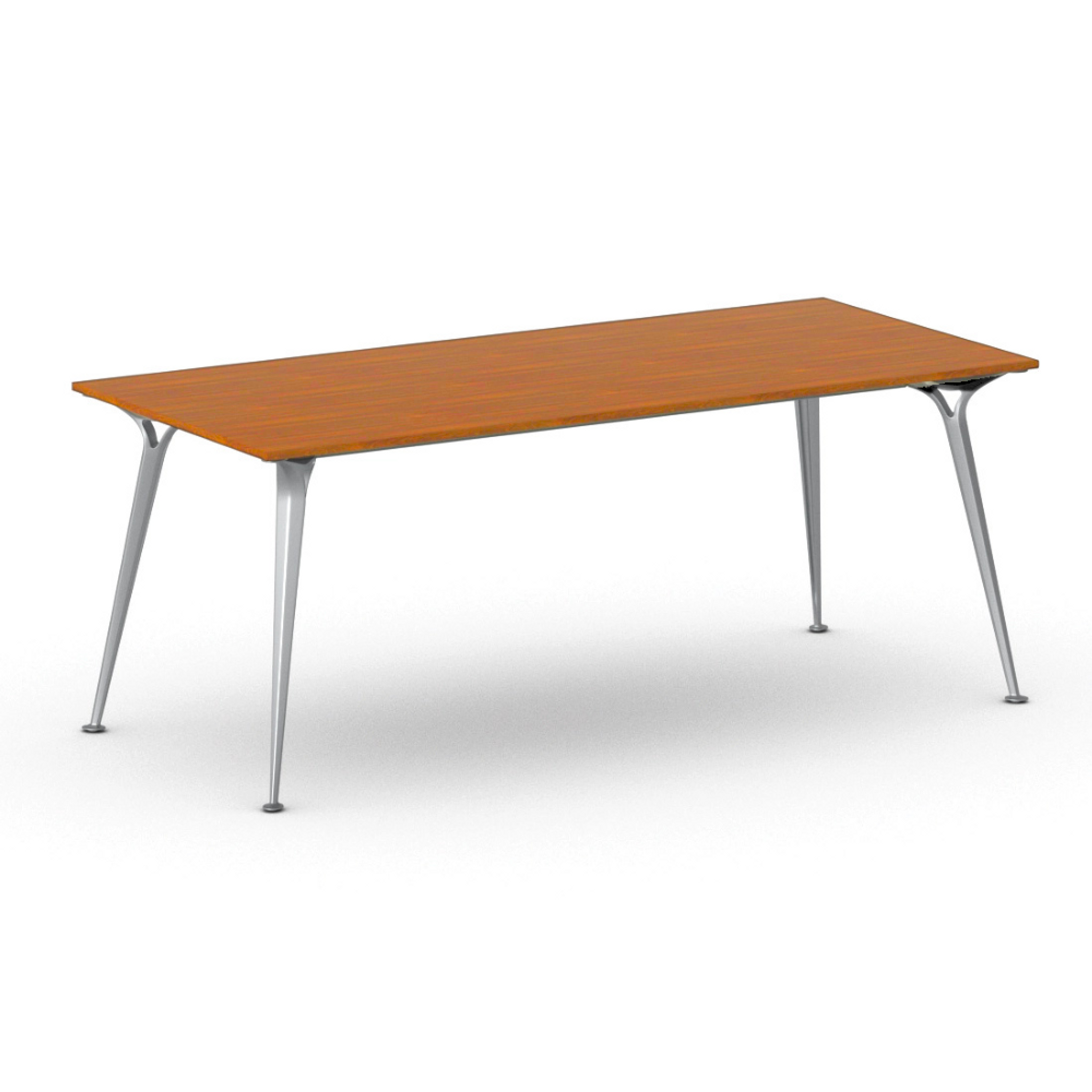 Jednací kancelářský stůl PRIMO ALFA, 200x90 cm, šedostříbrná podnož, třešeň