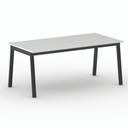Jednací kancelářský stůl PRIMO BASIC, 180x90 cm, černá podnož, bílá