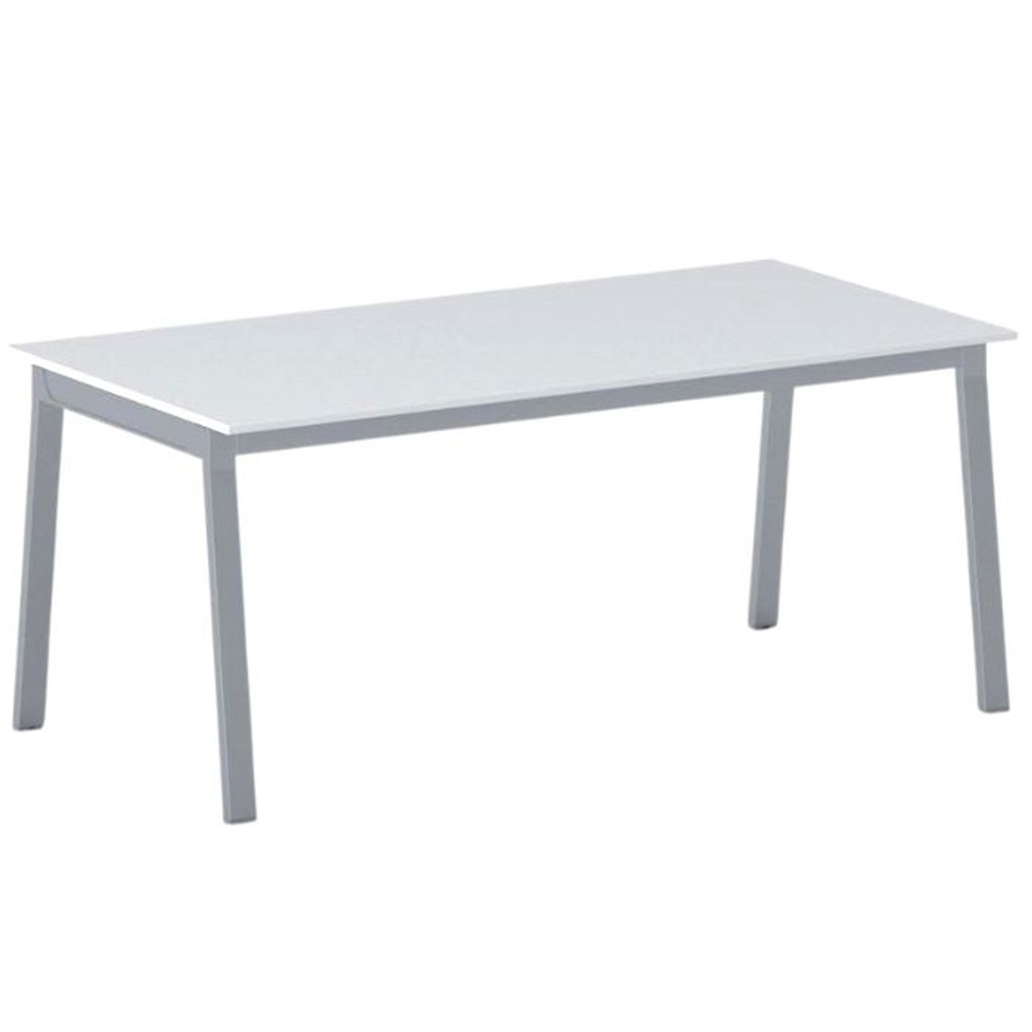 Jednací kancelářský stůl PRIMO BASIC, 180x90 cm, šedostříbrná podnož, bílá