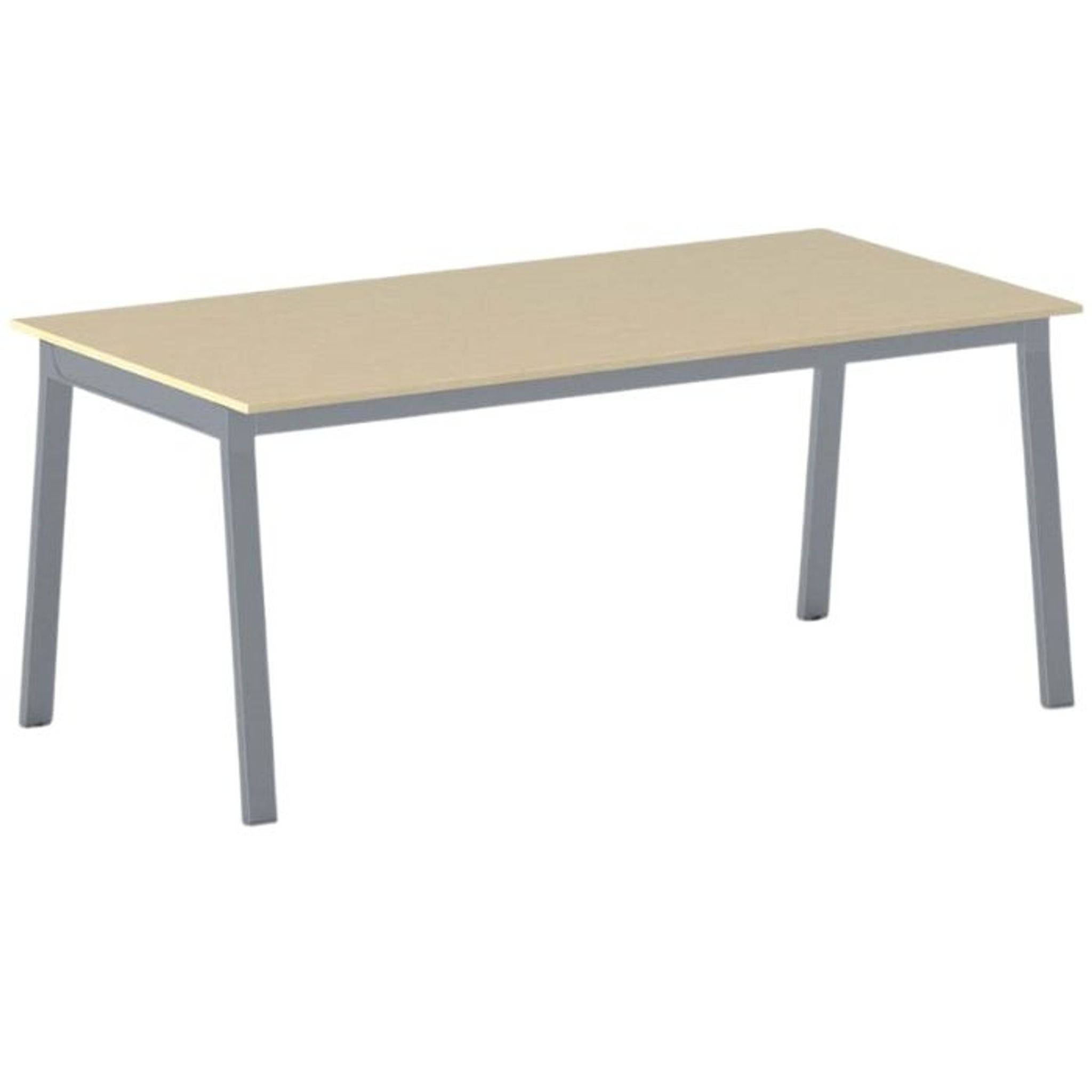 Jednací kancelářský stůl PRIMO BASIC, 180x90 cm, šedostříbrná podnož, bříza