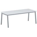 Jednací kancelářský stůl PRIMO BASIC, 200x90 cm, šedostříbrná podnož, bílá
