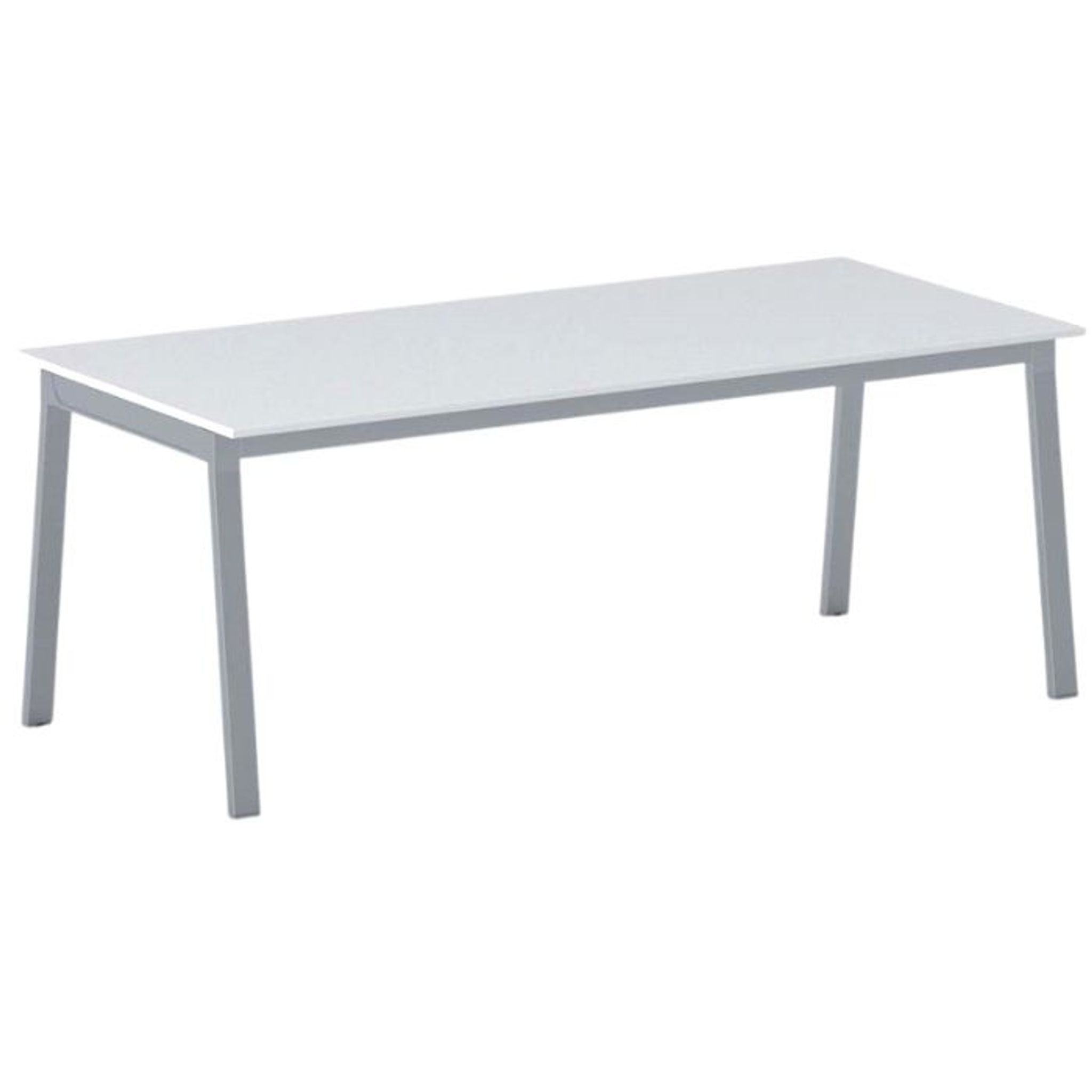 Jednací kancelářský stůl PRIMO BASIC, 200x90 cm, šedostříbrná podnož, bílá