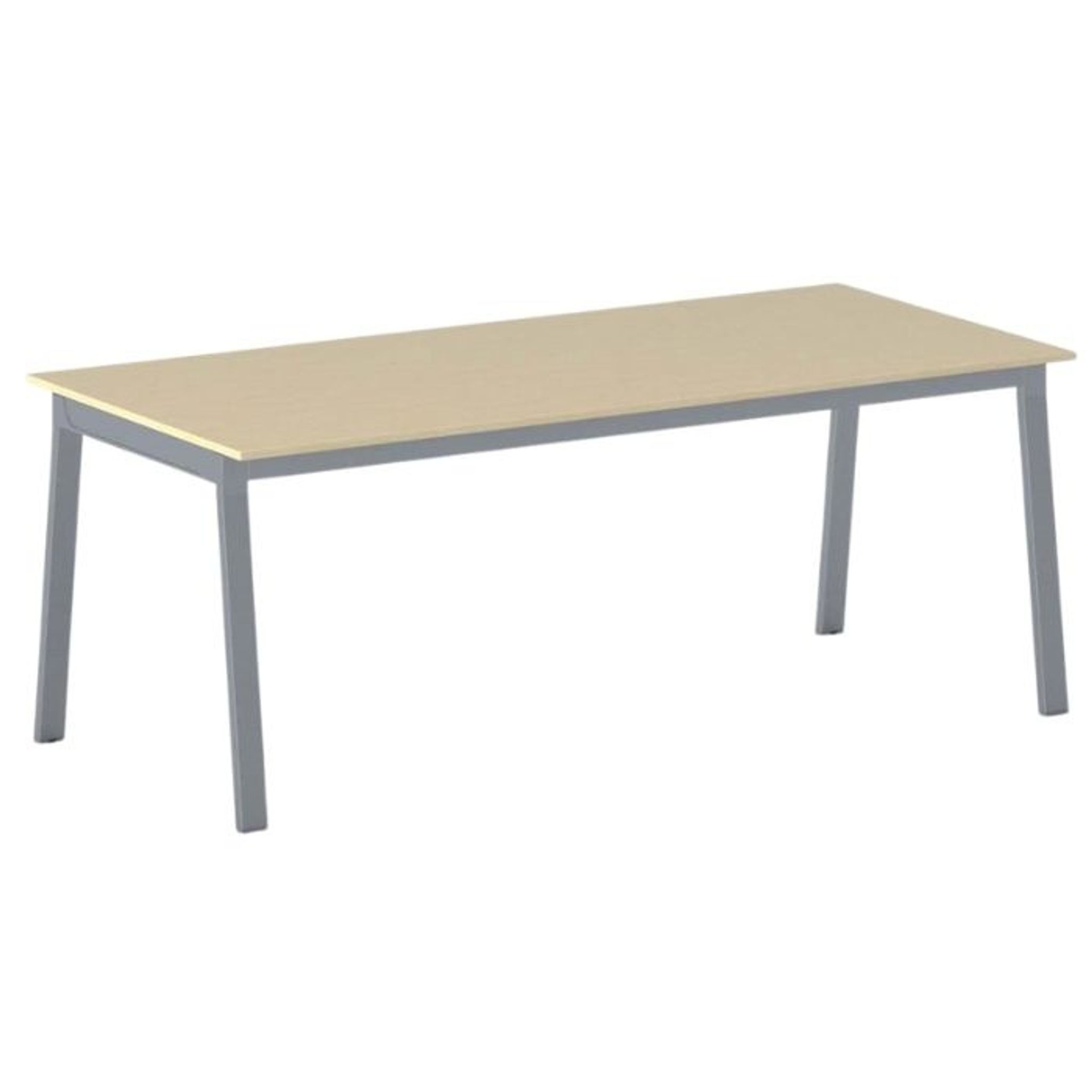 Jednací kancelářský stůl PRIMO BASIC, 200x90 cm, šedostříbrná podnož, bříza