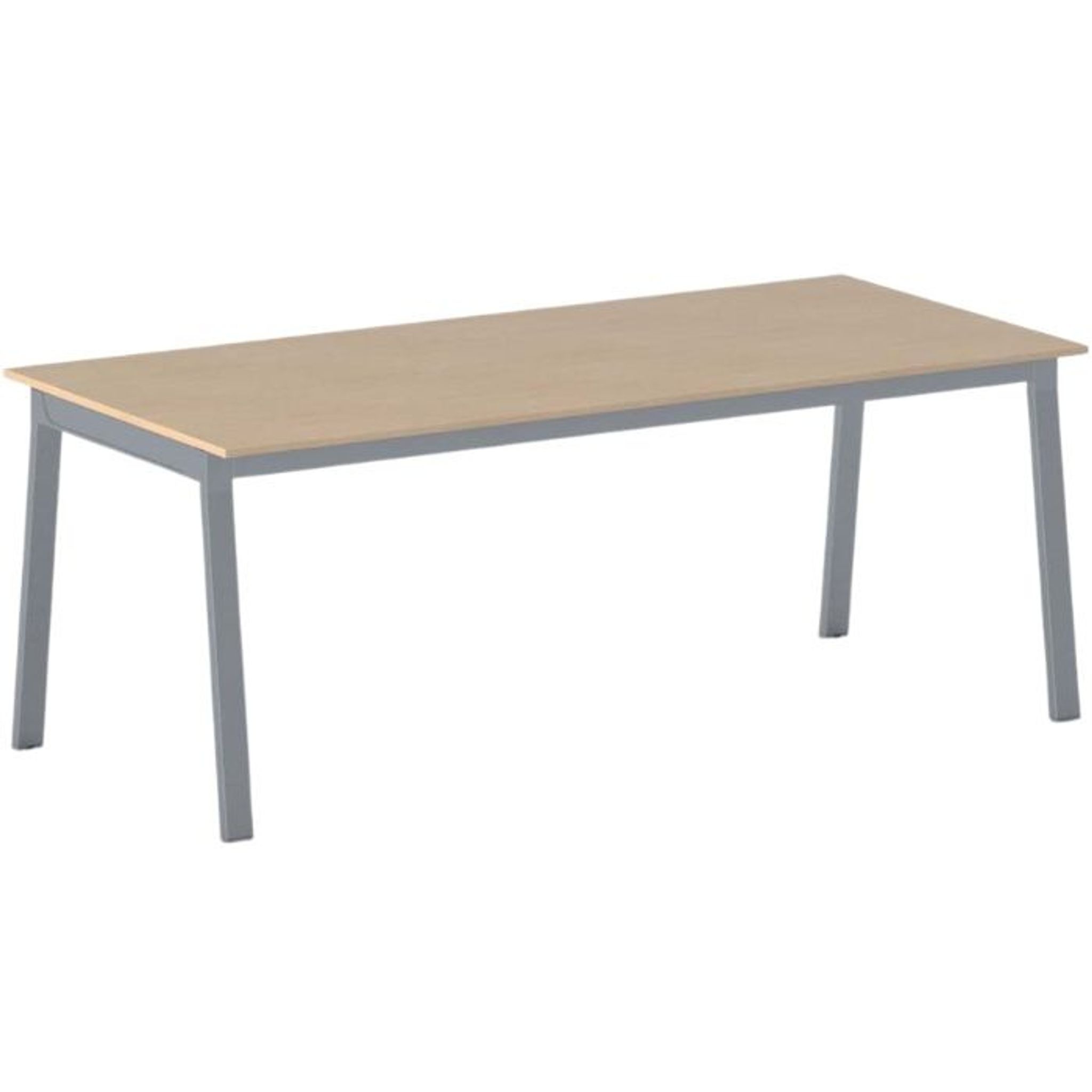 Jednací kancelářský stůl PRIMO BASIC, 200x90 cm, šedostříbrná podnož, buk