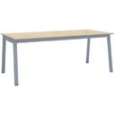 Jednací kancelářský stůl PRIMO BASIC, 200x90 cm, šedostříbrná podnož, dub přírodní