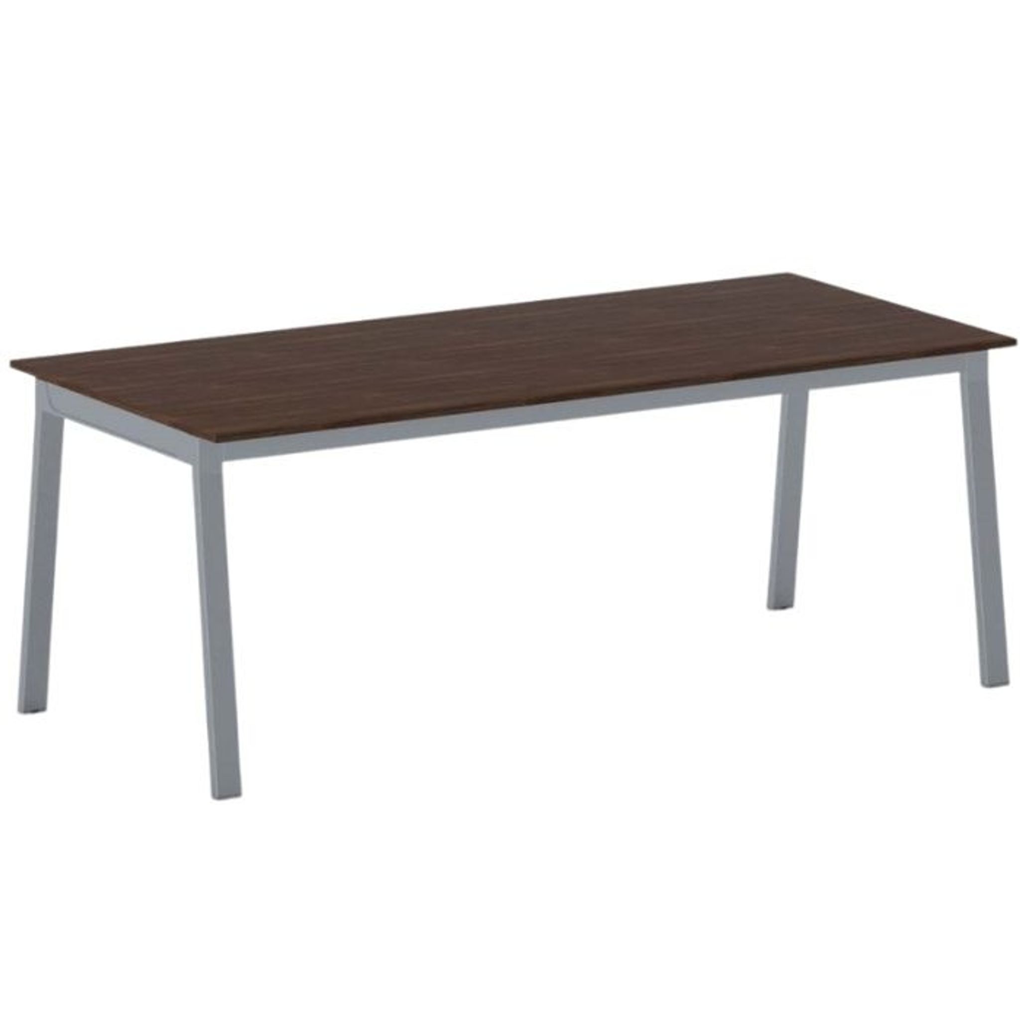 Jednací kancelářský stůl PRIMO BASIC, 200x90 cm, šedostříbrná podnož, ořech