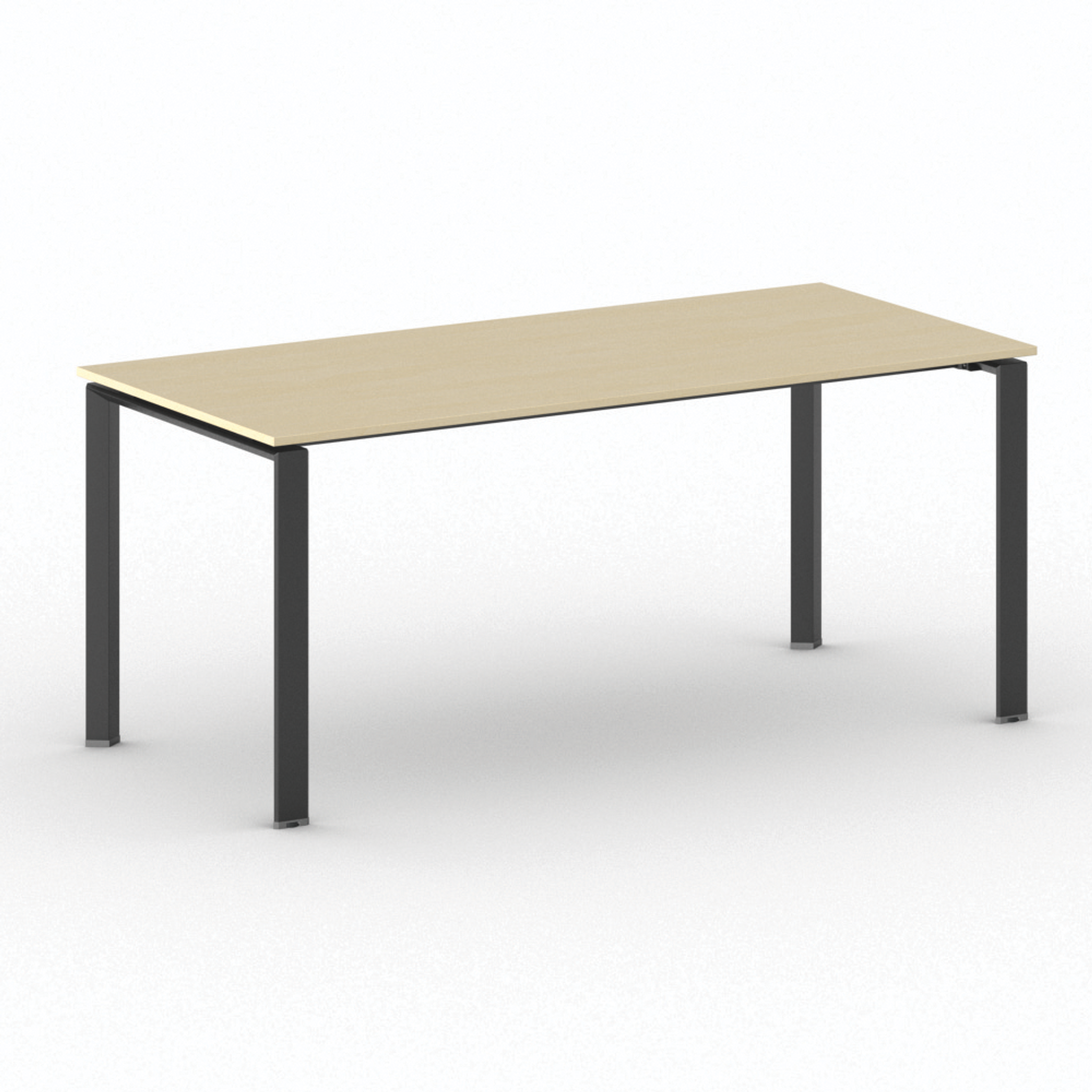 Jednací kancelářský stůl PRIMO INFINITY, 180x90 cm, černá podnož, bříza