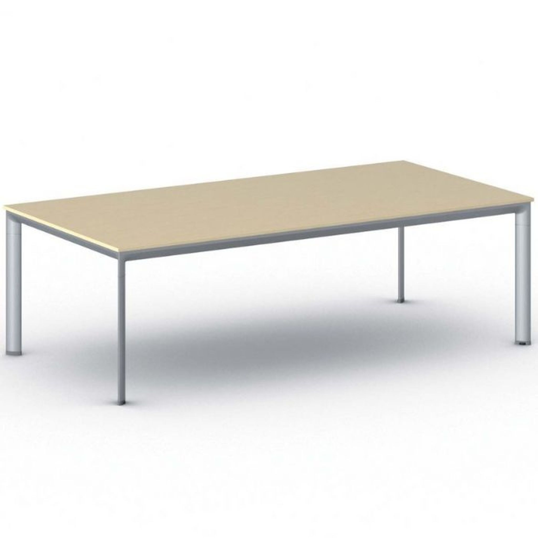 Jednací kancelářský stůl PRIMO INVITATION, 240x120 cm, šedostříbrná podnož, bříza