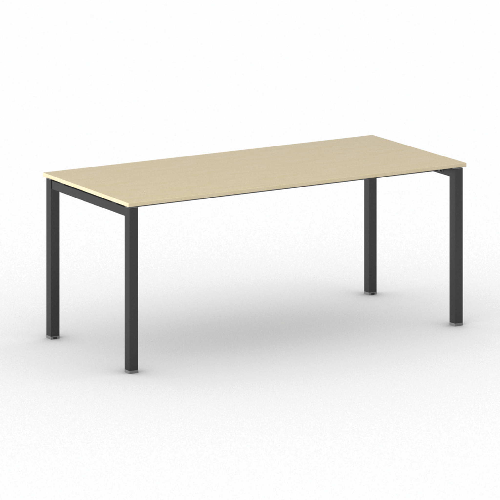 Jednací kancelářský stůl PRIMO SQUARE, 180x80 cm, černá podnož, bříza