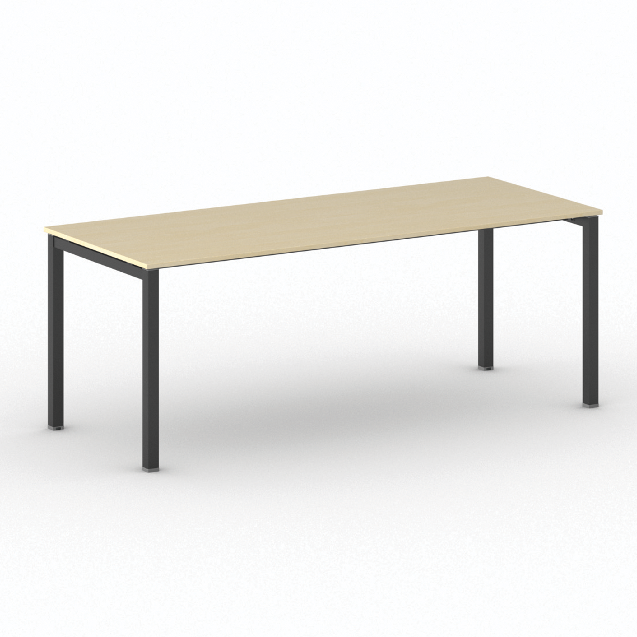 Jednací kancelářský stůl PRIMO SQUARE, 200x80 cm, černá podnož, bříza