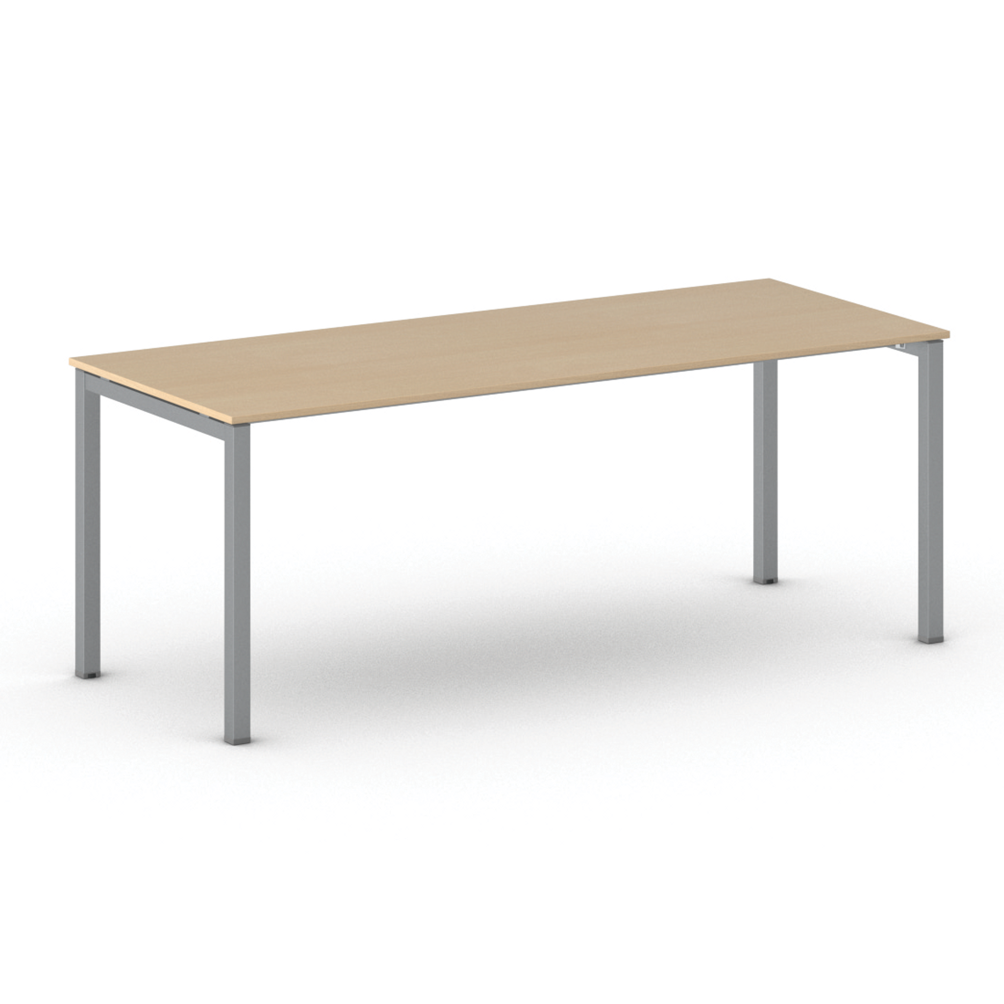 Jednací kancelářský stůl PRIMO SQUARE, 200x80 cm, šedostříbrná podnož, buk