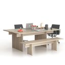 Jednací kancelářský stůl SOLID + 1x přísed, 210x125 cm, dub přírodní