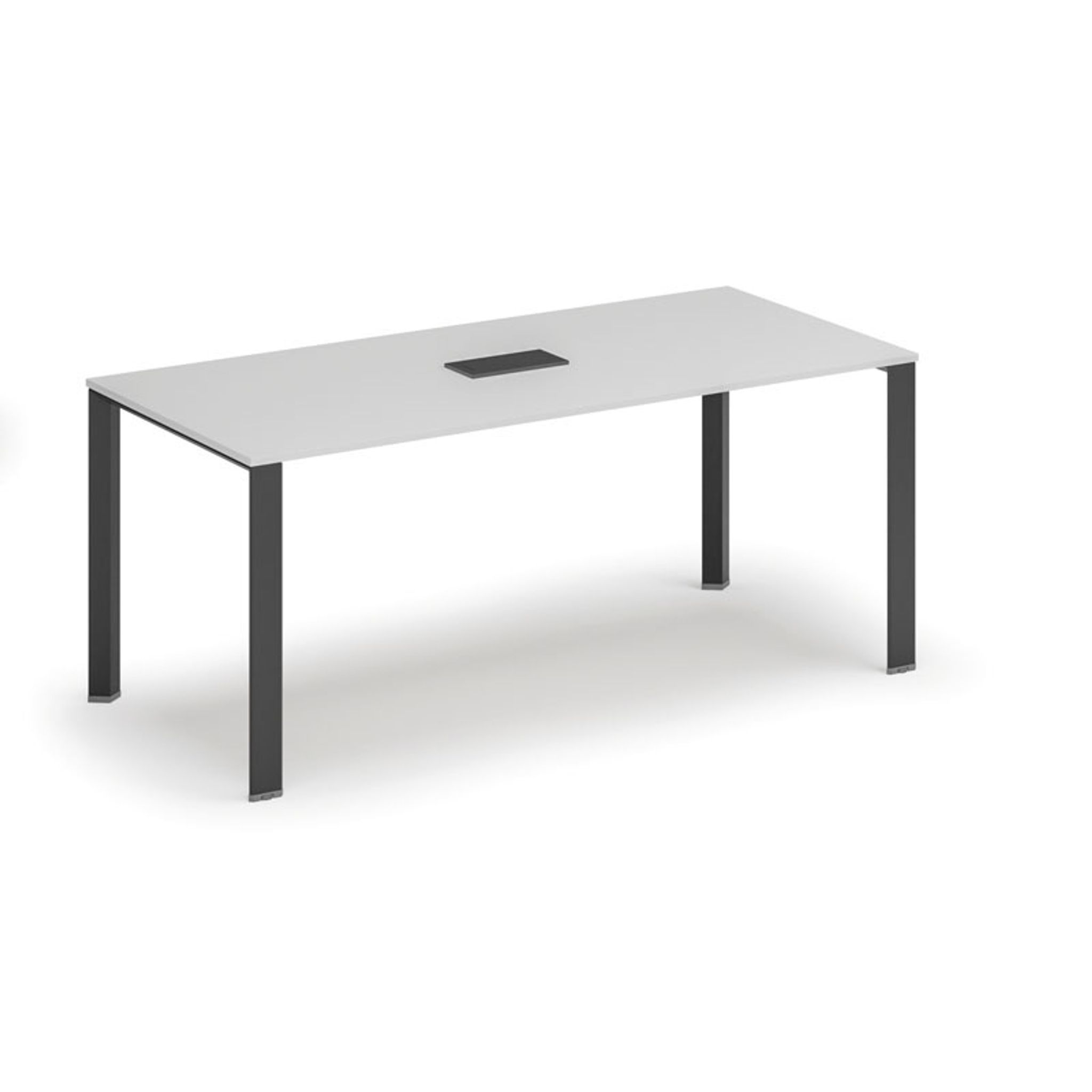 Jednací stůl PRIMO INFINITY, 180x90 cm, bílá + stolní zásuvka TYP II, černá