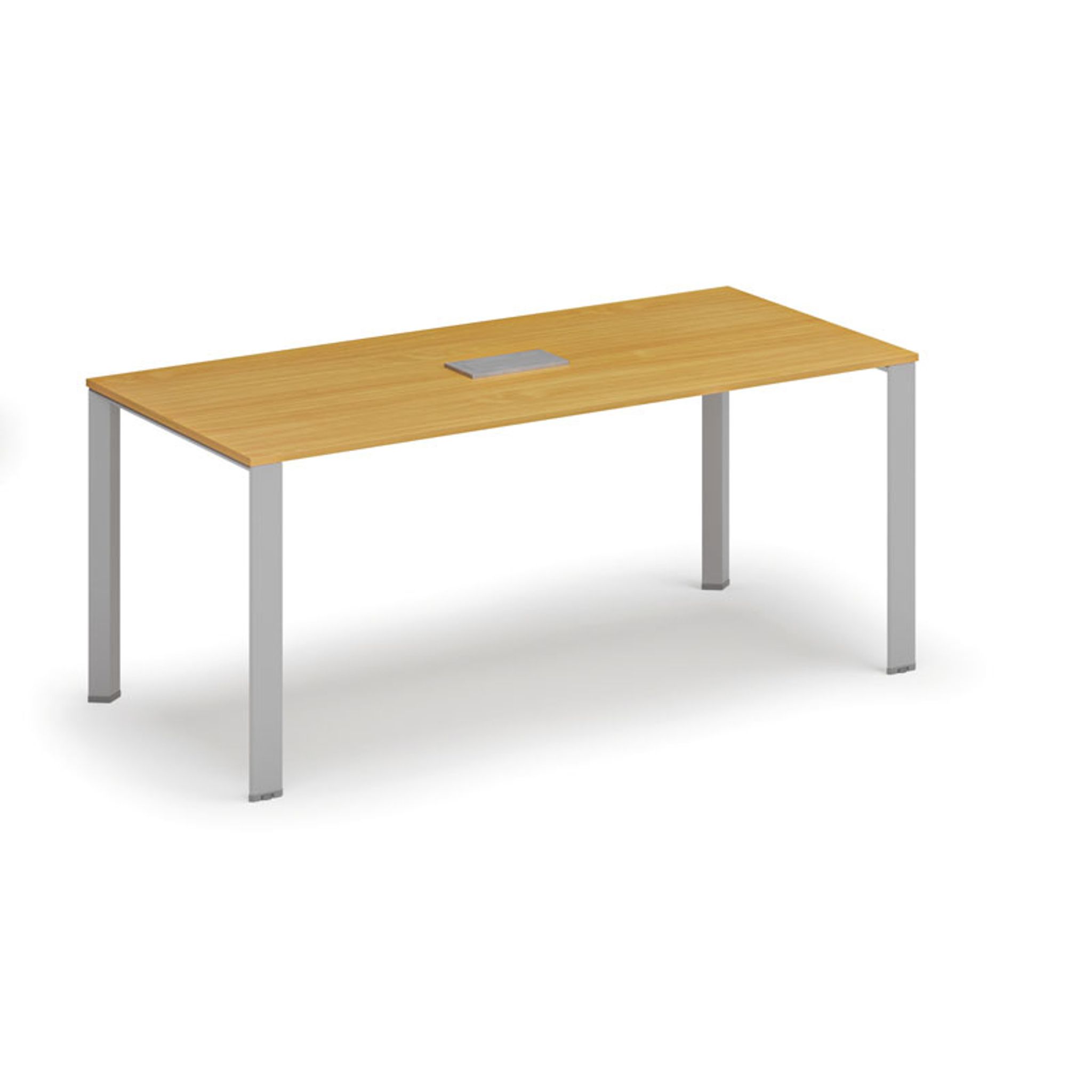 Jednací stůl PRIMO INFINITY, 180x90 cm, buk + stolní zásuvka TYP II, stříbrná