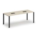 Jednací stůl PRIMO INFINITY, 200x90 cm, bříza + 2x stolní zásuvka TYP II, černá