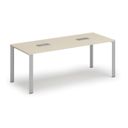 Jednací stůl PRIMO INFINITY, 200x90 cm, bříza + 2x stolní zásuvka TYP II, stříbrná
