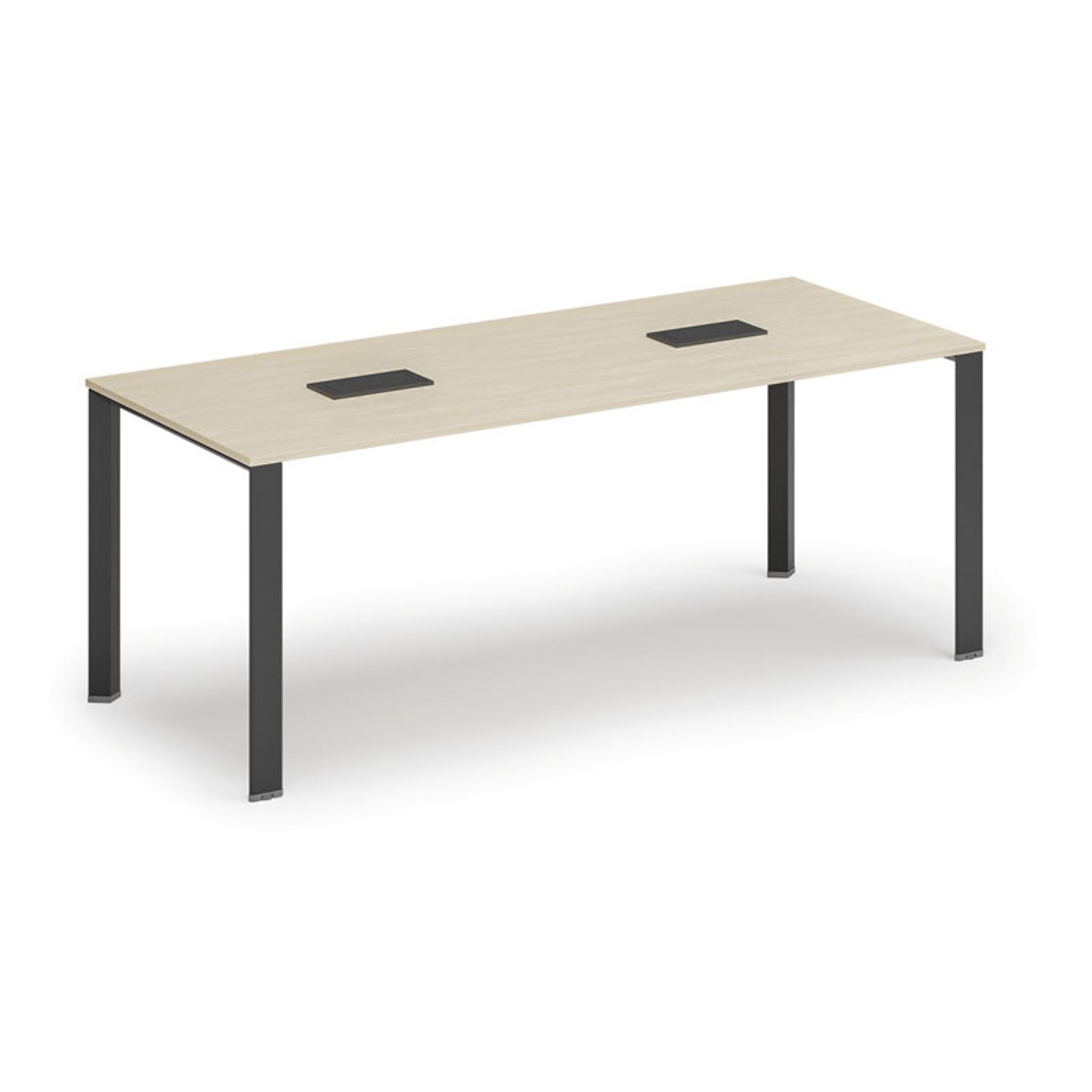 Jednací stůl PRIMO INFINITY, 200x90 cm + 2x stolní zásuvka TYP III, černá