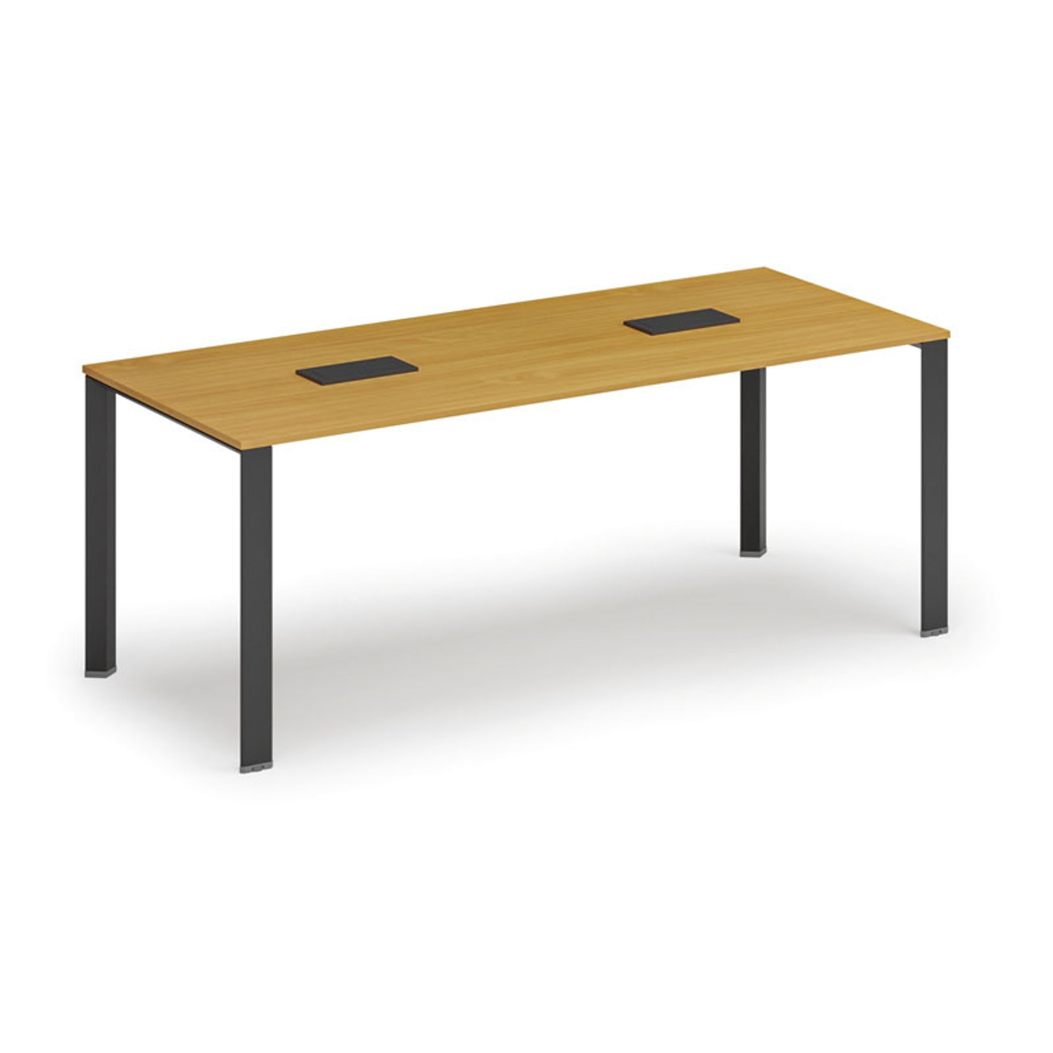 Jednací stůl PRIMO INFINITY, 200x90 cm, buk + 2x stolní zásuvka TYP I, černá