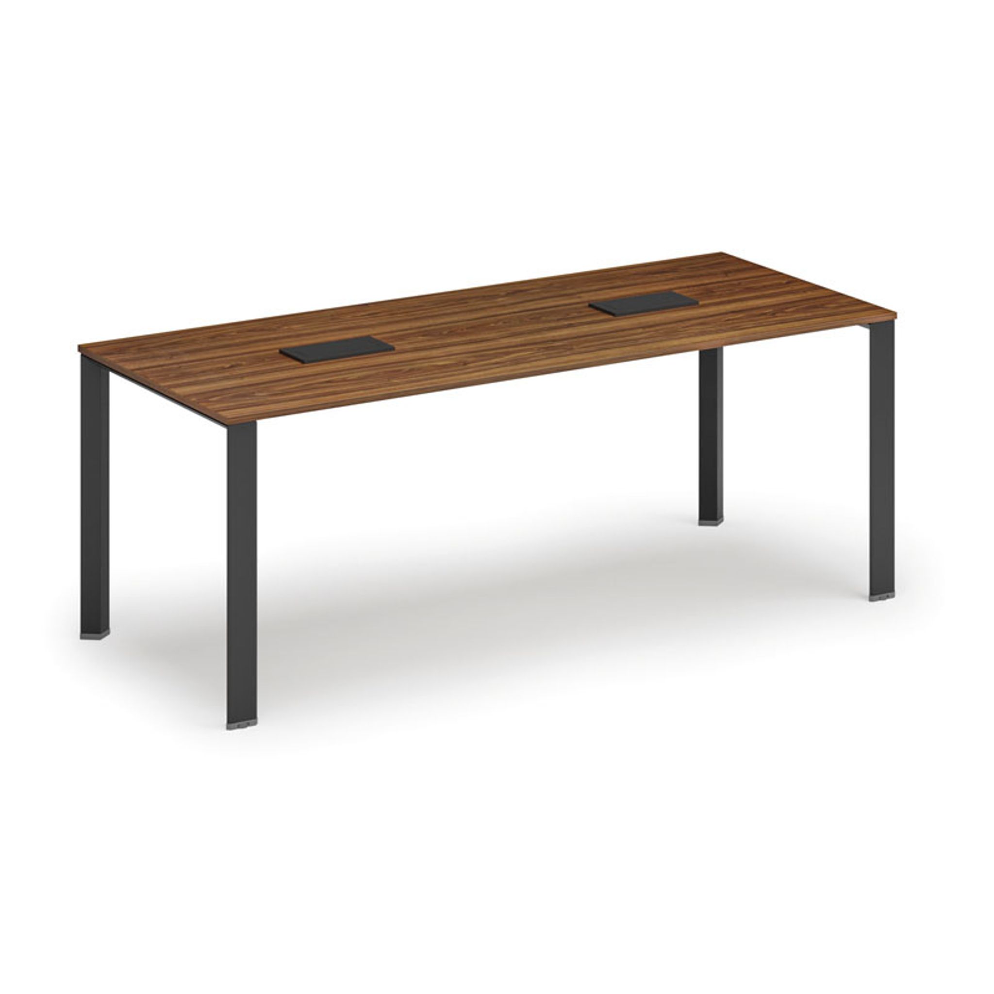 Jednací stůl PRIMO INFINITY, 200x90 cm, ořech + 2x stolní zásuvka TYP II, černá