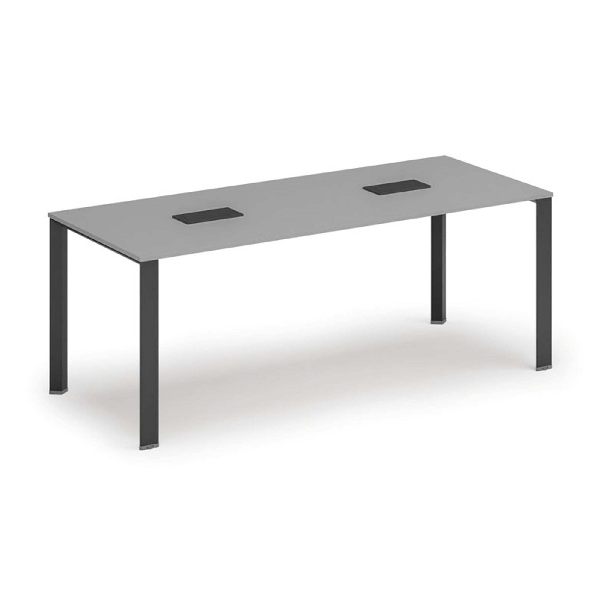 Jednací stůl PRIMO INFINITY, 200x90 cm, šedá + 2x stolní zásuvka TYP V, černá